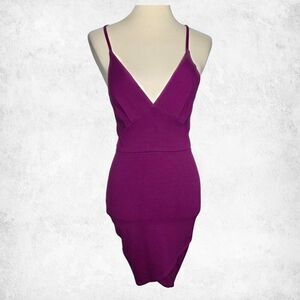 Charlotte Russe Magenta Cutout Bodycon Mini Dress – Strappy Back Clubwear (S)